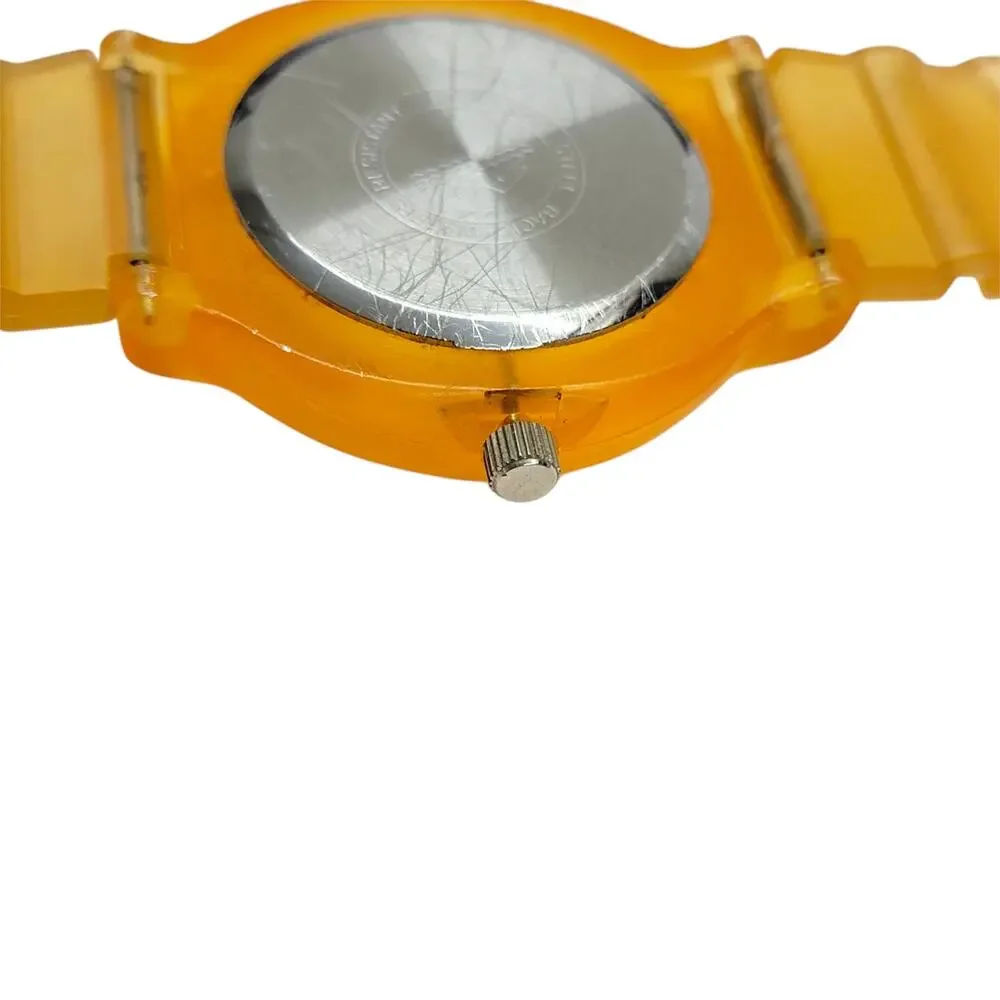Vintage Y2K Aqua By Alexis Yellow Translucent Jelly Watch Bubble Dial Surf READ